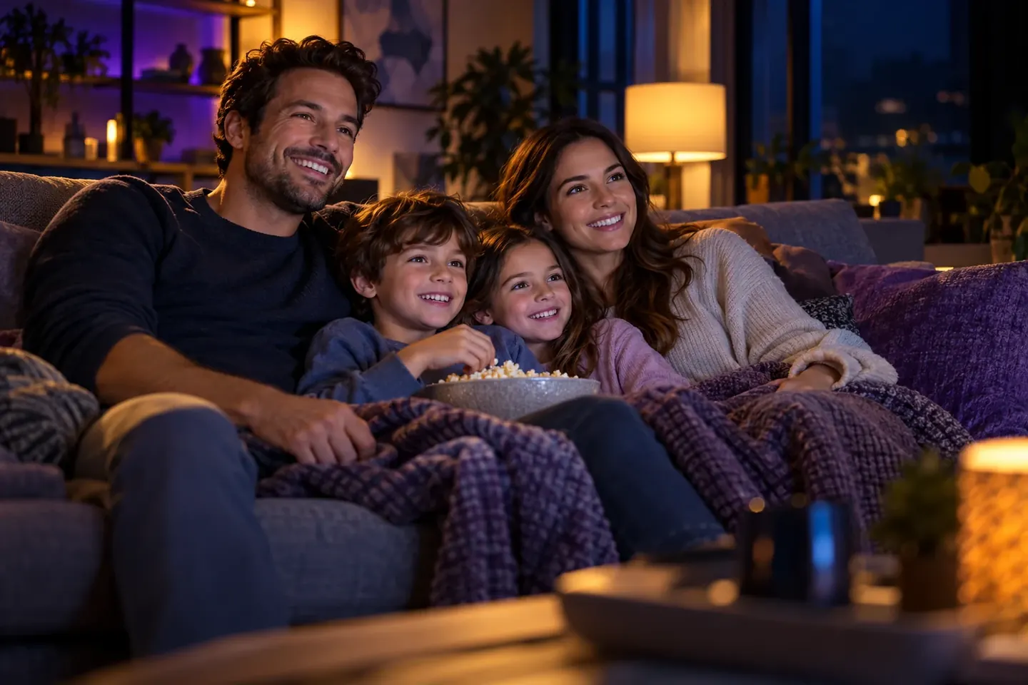 Família reunida para assistir